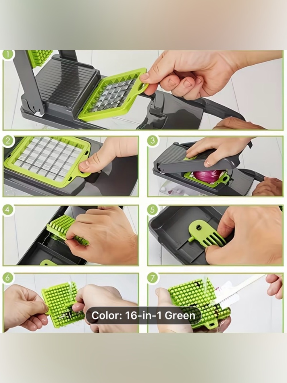 16-in-1 Green Multi-Function Vegetable Chopper and Slicer - Picture 2 of 8